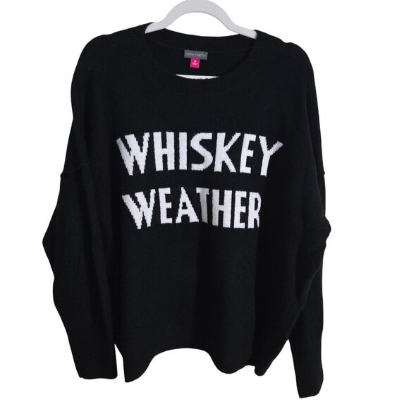 Vince Camuto Whiskey Weather Novelty Pullover Oversized Sweater Size M - Picture 2 of 6